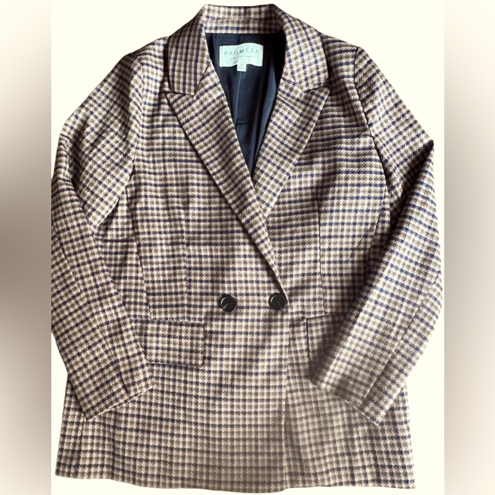 Promesa Brown Houndstooth Single Breasted Blazer Women’s Size Small